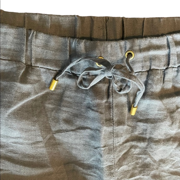 Ellen Tracy 100% linen grey pull on coastal gramma style minimalist pants medium - Picture 4 of 12